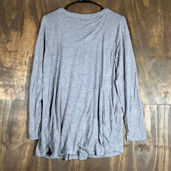 Soft Surroundings Womens Blouse Gray Maddalena Tunic V Neck Long Sleeve PL - Picture 9 of 11